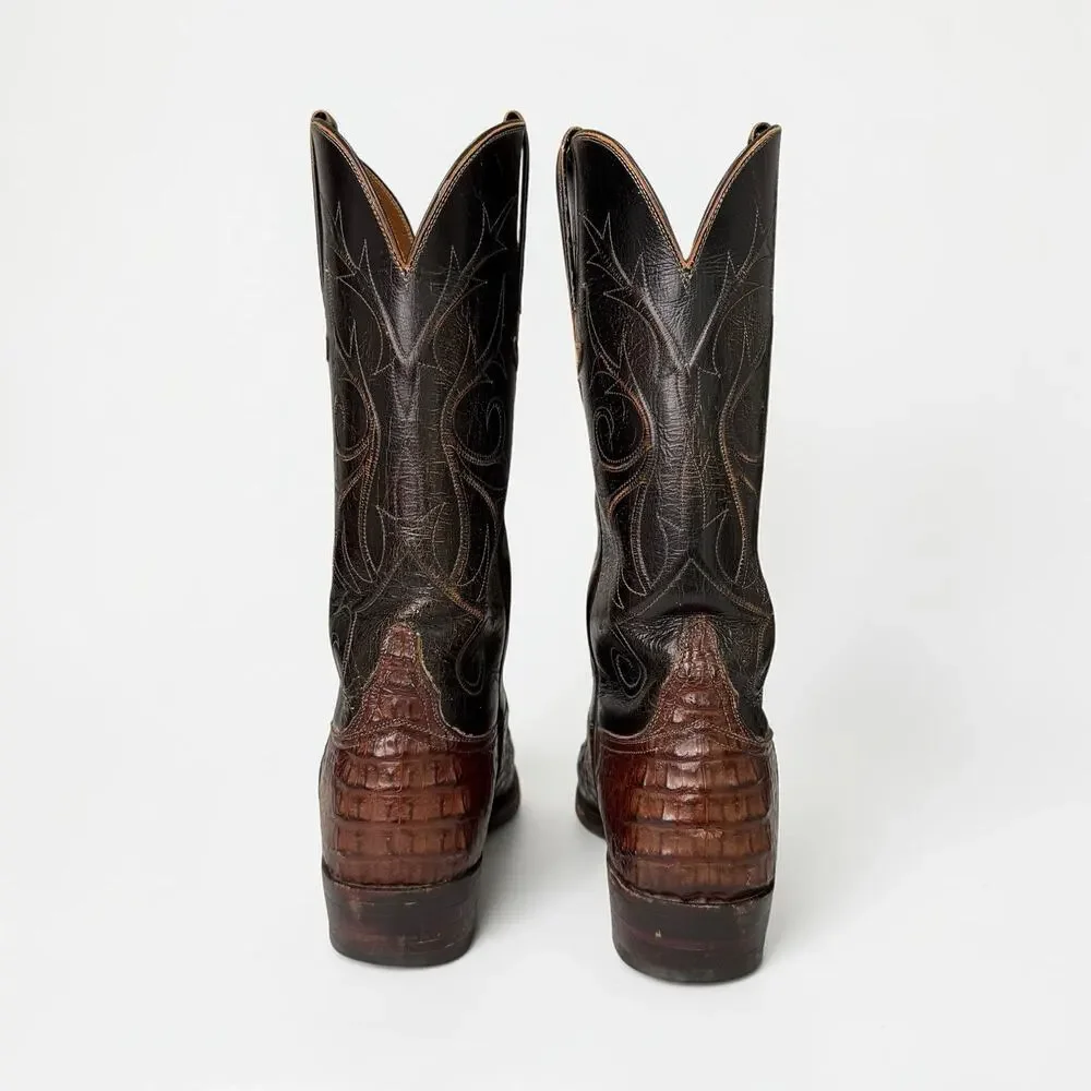 Lucchese Caiman Classics Hand Made Cowboy Boots Western Brown Label Mens Sz 9 2E